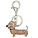 Doober Bling Dog Dachshund Keychain Handbag Purse Pendant Car Holder Key Ring Jewelry (Champagne)