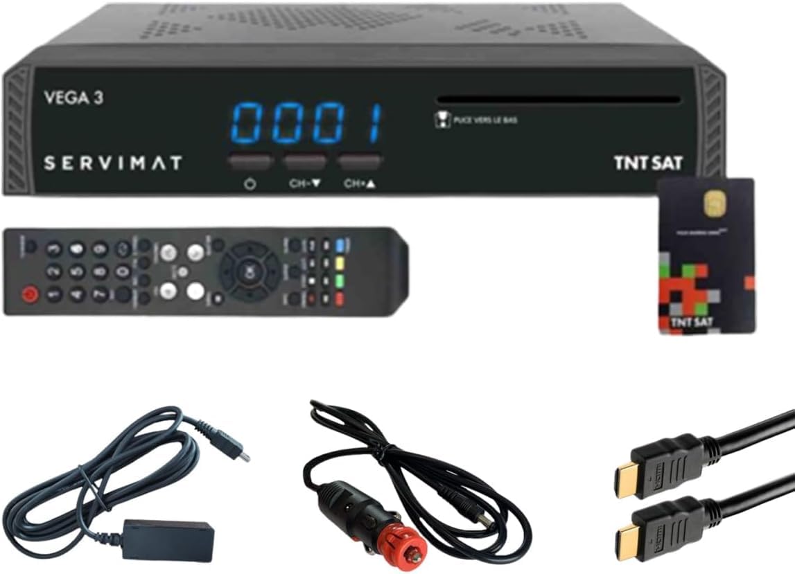 Servimat Pack Full HD Satellite Receiver + TNTSAT V6 Card + HDMI Cable + 12V Cable + IR Remote