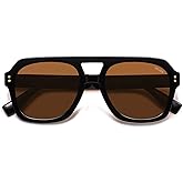 SOJOS Retro Thick Polarized Aviator Sunglasses for Women Men, Large Trendy Bold Square Pilot Shades SJ2385
