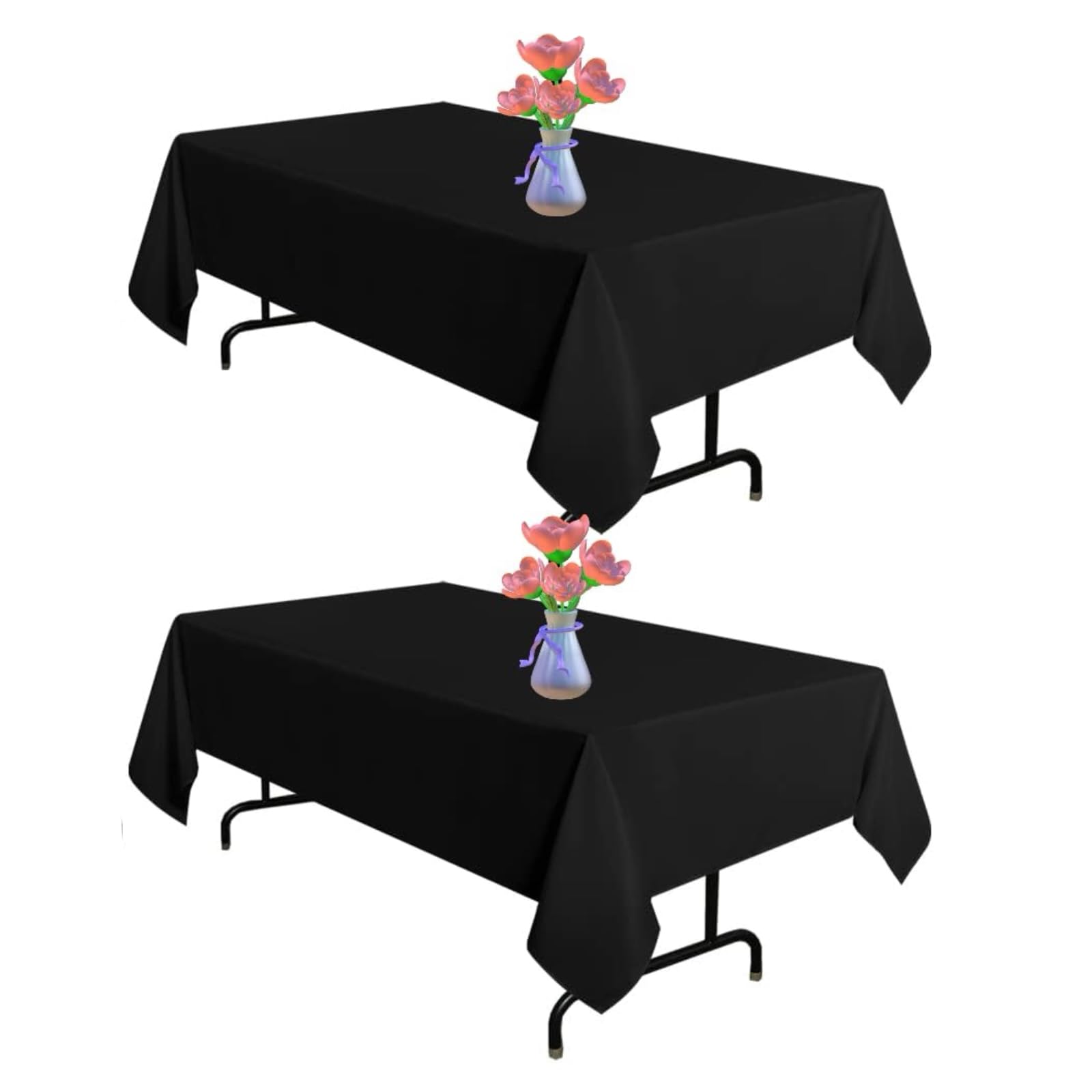 Vnituasr 2 Pack Black Tablecloths Rectangle, 60 x 102 Inch for 6ft Rectangle Tables, Suitable for Wedding, Banquet, Restaurant, Parties