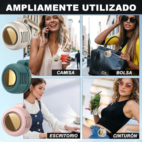 Mini Ventilador Compacto con Clip, ventilador de cintura portátil, Mini ventilador portatil silencioso, Mini 3-Speed Ventilador Recargable, ventilador turbo sin aspas para Hogar, Oficina (Blanco roto)