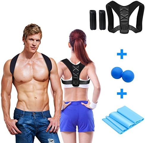 INKERSCOOP Posture Corrector Back Brace Support, Back Correction Belt Set Posture Corrector Adjustable Posture Brace Upper Back Support Posture Shoulder Brace Slouching Corrective for Men &amp; Women