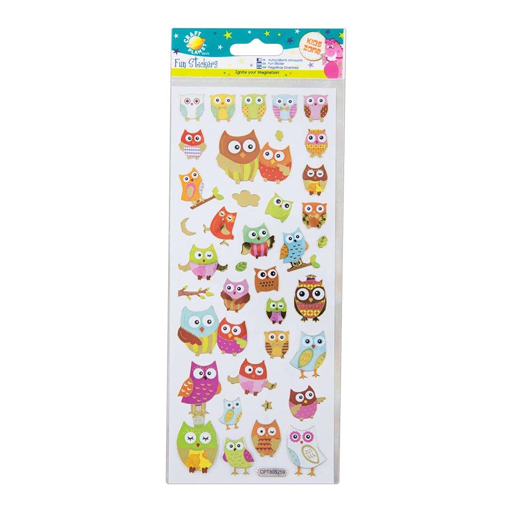 Craft Planet Fun Stickers, Owls, for Young Crafters Collection, Posters, Card Making, Scrapbooking, Party Bag Fillers, Books, Reward Charts, Invites, Crafts — image 1