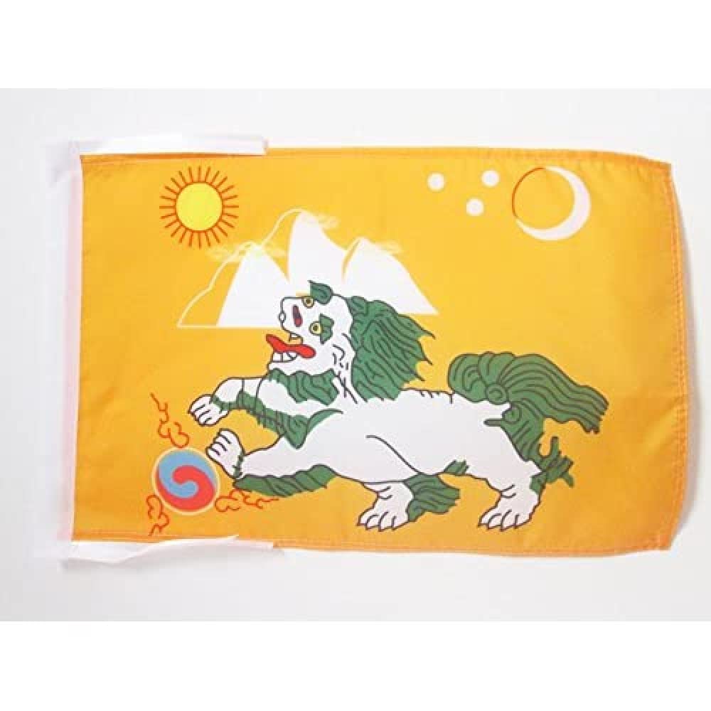 AZ FLAG - Tibet 1920-1925 Flag - 18'' x 12'' - 100% Polyester Former Tibetan - Buddhist Small Banner with Two Cords - Fade Resistant - Vivid Colors - 18x12 in - 45x30 Cm — image 1