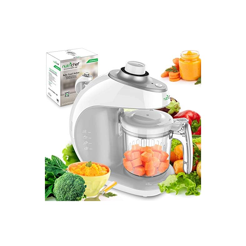 NutriChef Baby Food Maker – 2-in-1 Steam Cooker &Puree Blender Adjustable Steam Timer Blend Organic Food for Babies…