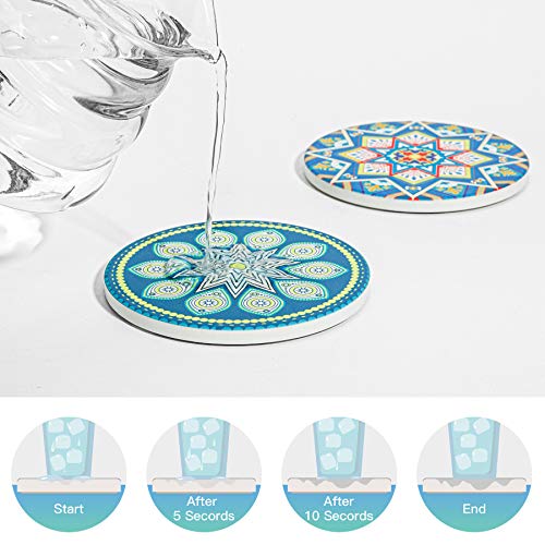 ComSaf-Coasters-for-Drinks-Absorbent-Coaster-with-Holder-Set-of-6-Mandala-Style-Ceramic-Coaster-with-Cork-Base-Tabletop-Protection-Coaster-Gift-for-Housewarming-Home-Bar-Decor-Bohemiya-BOHO-4-Inch