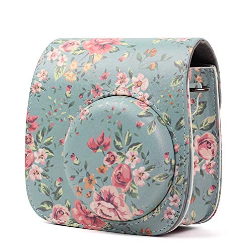 Camera Case Bag Floral PU Leather Camera Bag for Fujifilm Instax Mini 9 / Mini 8 / Mini 8+ Instant Film Camera