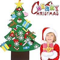 Bdwing Felt Christmas Tree Set - 3.2ft 3D DIY Set with 30 pcs Ornaments, Xmas Decor Gifts for Kids, New Year Handmade Christmas Door Wall Hanging Decorations, Party Supplies