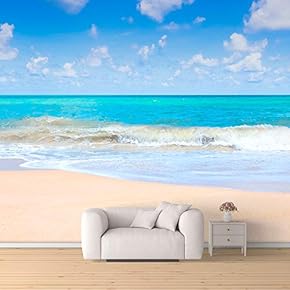 Wall Mural Romantic Beach Removable Wallpaper Wall Sticker for Bedroom Living Room - 66x96 inches