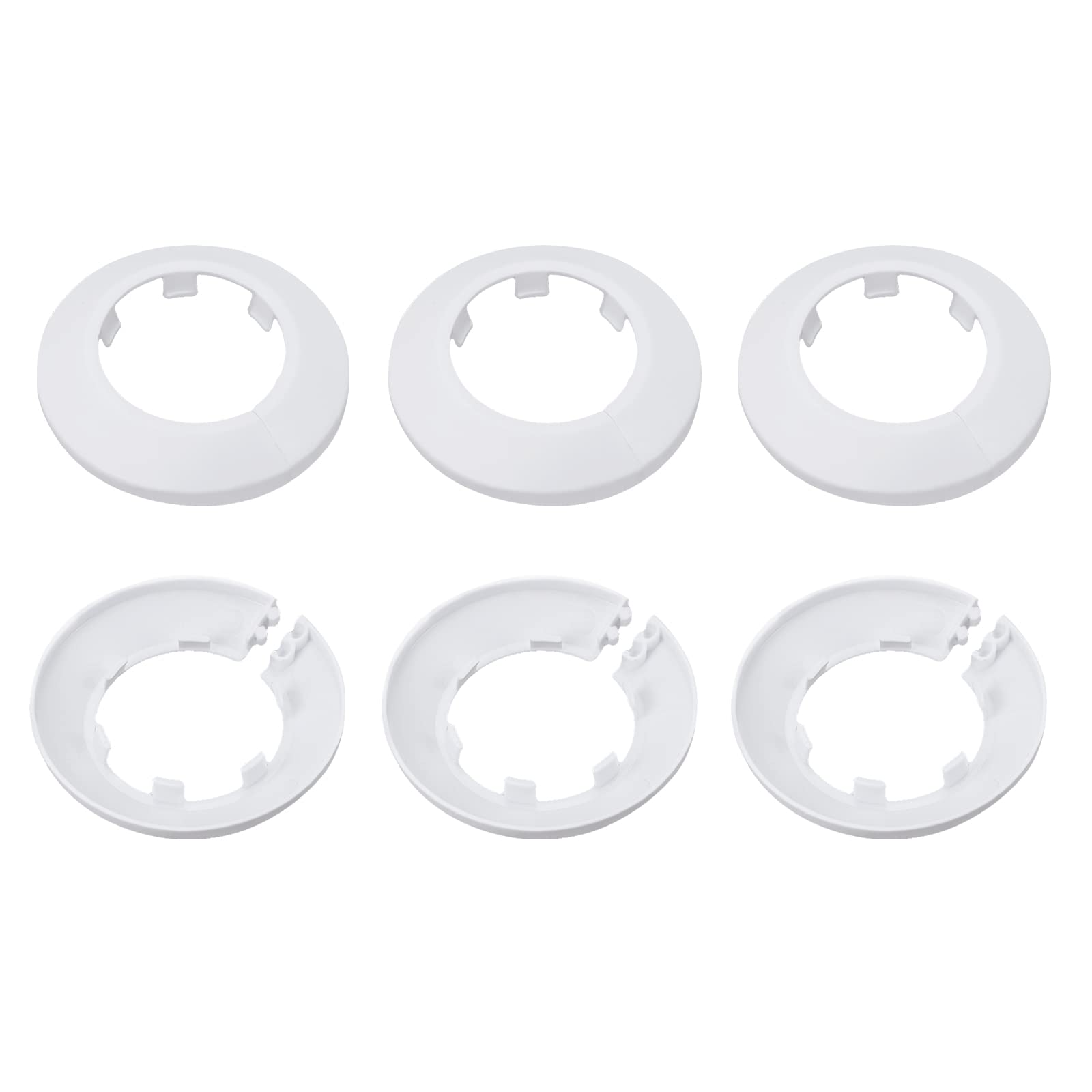 DTGN 75x13mm(DxT) Pipe Cover Decoration - 6Pack - Good for Bathroom Kitchen 44mm Dia Pipe - PP Plastic Escutcheon - White