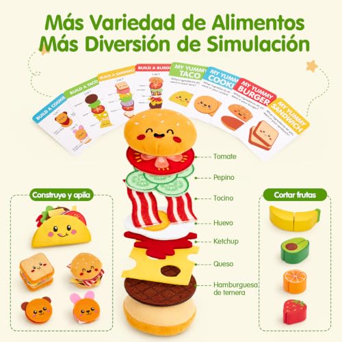 hahaland Food Toy for Children's Kitchen with Cuttable Fruits 3 Years+ | 43 Pieces, with Menu and Lunch Box, Kitchen Accessories, Creative Role Play, Easy to Store, Gift Girls 3-5 Years