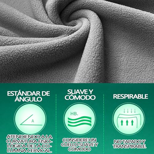 VXMBNB Almohada de Viaje,Protección del Cuello,Almohada de Viaje para el Cuello,Ajustable,compacta,Adecuado para hogar,Oficina, Viajes de Larga distanciaetc. (Ceniza)