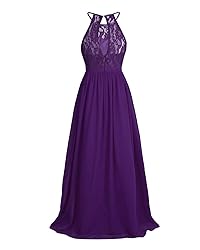 iEFiEL Girls Halter Lace Chiffon Flower Wedding