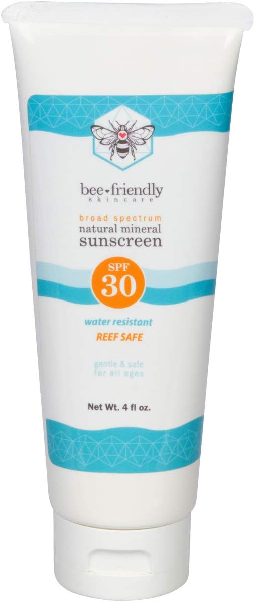 Organic Mineral Sunscreen SPF 30 Non Toxic Broad Spectrum (UVA/UVB) Non Nano Zinc, Moisturizing, USDA Certified Natural, Reef Safe, Sunblock by BeeFriendly 4 oz