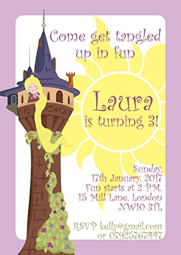 10 X Disney Tangled Personalised Children Birthday Biglietti