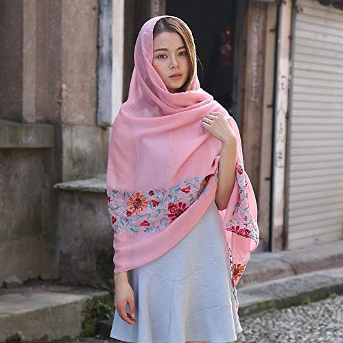 LuluVin Womens Scarf Cotton Embroidered Lightweight Shawl Wrap (Tangerine)