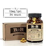 Hemp Oil Capsules :: 15mg Gels, 34 Count, 500mg Total :: Hemp Oil Softgels for Pain, Anxiety, Stress Relief, Mood Support, Healthy Sleep Patterns, Skin Care (30-Day Supply): R+R Medicinals