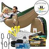 Lazy Monk Portable Camping Hammock Tent - 2 Person Hammocks with Tree Straps - Best Double Parachute Gear