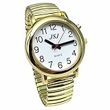 English Talking Watch for Blind People or The Elderly and Visually Impaired People with Alarm of Quartz, Talking Date and time, Golden Color, White Face