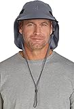 Coolibar UPF 50+ Men's Convertible Fishing Cap - Sun Protective (Large/X-Large- Carbon/Black)