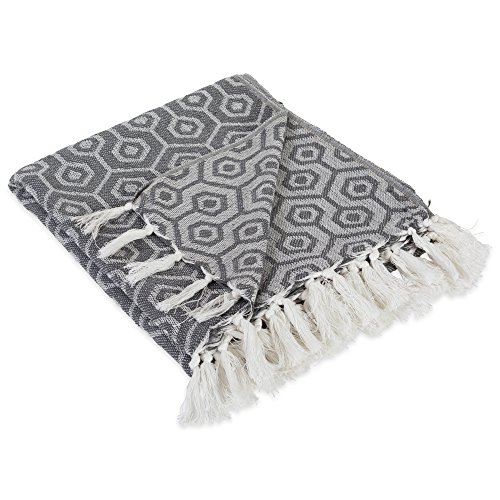 DII Modern Cotton Geometric Blanket Throw with Fringe