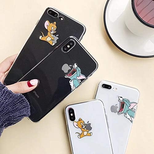 Tom and Jerry Silicon Clear case Pack of 2 One Tom One Jerry for iPhone X iPhone XSMAX XSMAS iPhone XR iPhone 8,7 iPhone 8,7 Plus (iPhone X XS)