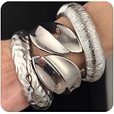 Svovin 3Pcs Chunky Gold Bangle Bracelets for Women Trendy Gold Bracelet Stack Cuff Bangles Daily Wear Fashion Arm Cuff Upper Arm Jewelry Valentine's Day Gifts