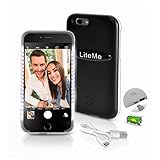 Lite-Me Selfie Lighted Smart Case, iPhone Protection with Built-in Power Bank & LED Lights - Perfect for Facetime & Selfies - Brightness Adjustable for iPhone 6 Plus / 6S Plus (Black)