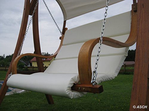 ASS Design Hollywoodschaukel Gartenschaukel MERU aus Holz Lärche inkl. Abdeckung von AS-S, Farbe:Cremeweiss – Bild 8