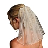 Fair Lady Ivory Simple 1 Layer Pencil Edge with Sequined Short Wedding Veil