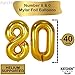 Gold 80th Birthday Decorations – Large, Pack of 23 | Black, Gold and Silver PomPoms and Tassel | 80th Birthday Party Supplies Kit | 80 Balloons | 80th Birthday Party Decorations | 80 Party Decor