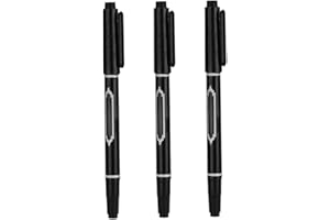 Tattoo Marker Pen, 3PCS Waterproof Skin Marking Pencil - Fine Point Double Head for Body Art, Easy Color/ 5.39 Inch(Black)