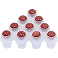 Furnido 10 Pack Natural Crystal Stones Roller Balls For Essential Oils,Use of Standard 5ml 10ml Replacement Rollers Balls,Essential Oil Roller Bottles Polished Gemstone With Plastic Insert,Red Jasper