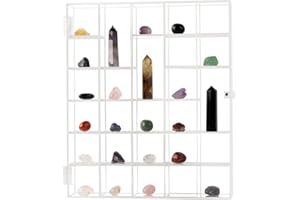 QINRY Rock Display Case Clear Adjustable Acrylic Collection Box Mineral Crystal Display Case Arrowhead Stones Storage Collectibles Holder Organizer Showcase Shelves with Lid