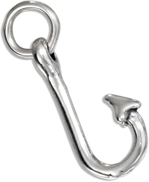 Sterling Silver 925 Fishing Hook Charm Jewelry