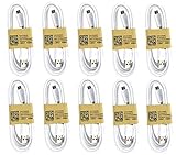 Samsung USB Data Cable for Galaxy S3/S4/Note 2 & Other Smartphones, 10 Pack - Non-Retail Packaging - White