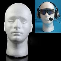 Wig Head gLoaSublim,Male Mannequin Styrofoam Foam Manikin Head Model Wig Glasses Hat Display Stand - White