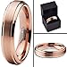 Tungsten Wedding Band Ring 4mm for Men Women Comfort Fit 18K Rose Gold Plated Beveled Edge Brushed Polished