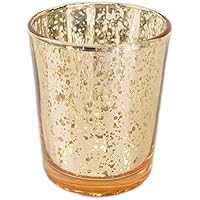 Just Artifacts (Bulk Mercury Glass Votive Candle Holder 2.75" H (100pcs, Speckled Gold) - Mercury Glass Votive Tealight Candle Holders for Weddings, Parties and Home Décor