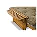 Brentwood Tray Arm Queen Size Wood Futon Frame and Storage Drawers - Heritage Finish