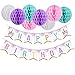 Unicorn Happy Birthday Banner with Pom Pom Balls Unicorn Themed Party Decorations for Girls Birthday Party Supplies