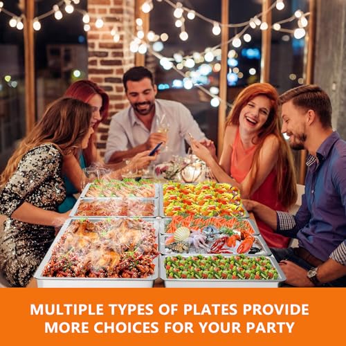 Narra 4 Pack Chafing Dishes for Buffet, 9QT Stainless Steel Catering Chafer,Multi-Size Buffet Servers,Foldable Rolled-Edge Food Warmers for Party,Wedding,Birthday(Full & 1/2 & 1/3 Size Food Pan)