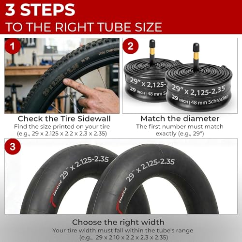 Fincci 29 MTB Air Tubes - Pair of Inner Tubes Road Bike 29 x 2.1 x 2.20 x 2.35 Inches for Mountain Road Bike ebike MTB Hybrid Bicycles - Schrader Inner Valve 48 mm - Pack of 2