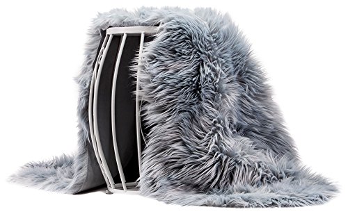 Chanasya super soft faux fur fake sheepskin gray sofa couch stool…