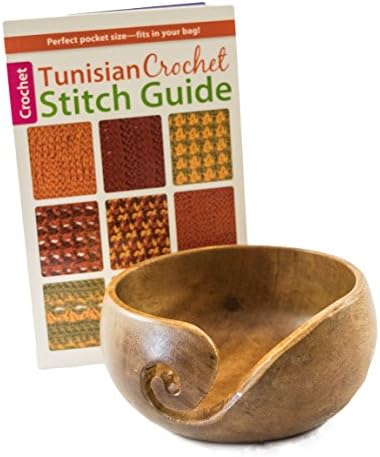 Wooden Yarn Bowl for Knitting, Perfect Yarn Holder for Crochet and Tunisian Crochet Stitch Guide By Kim Guzman--- The Perfect Yarn Holder Gift for Any Fiber Artist!