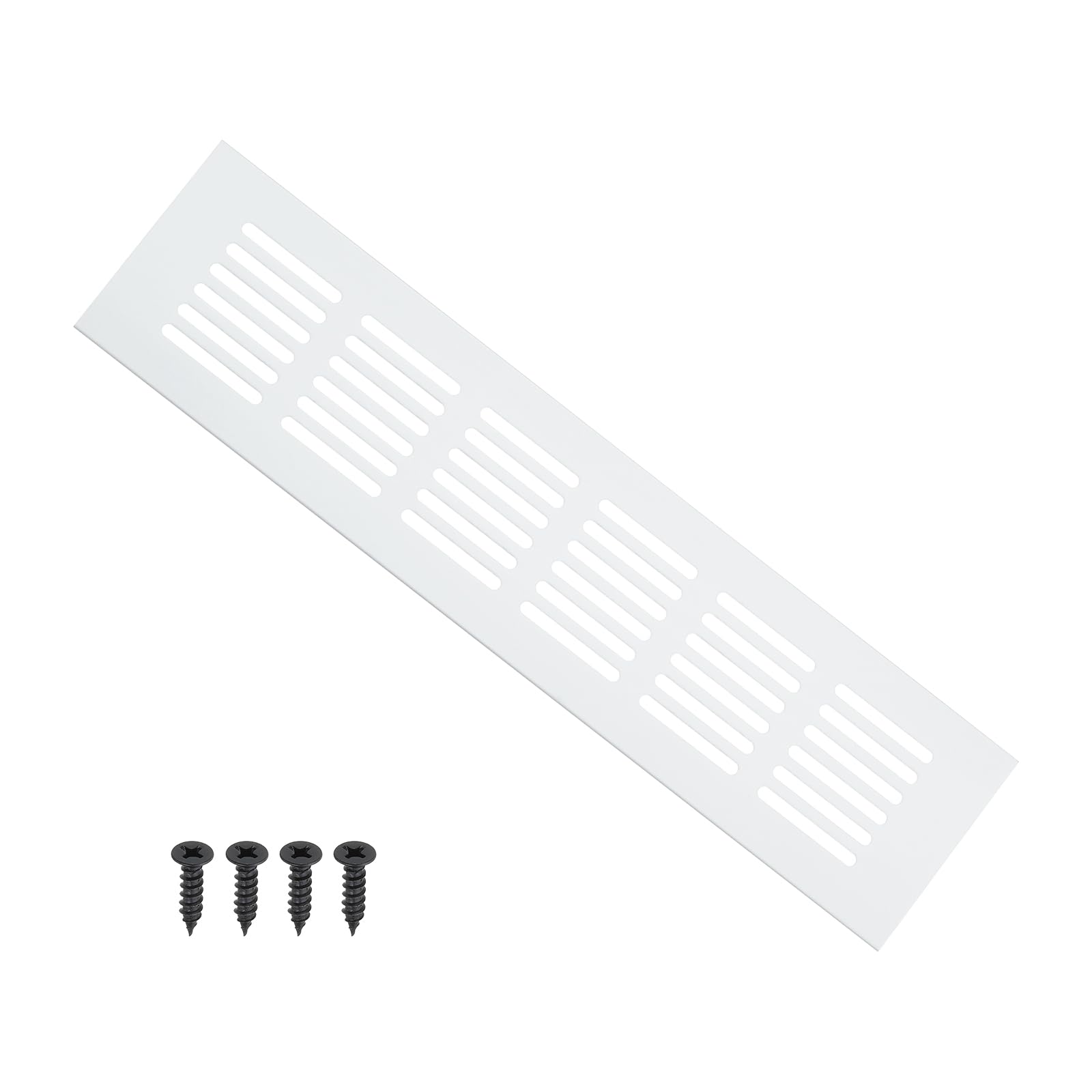 PATIKIL 10 x 2.4 Inch Door Air Vent Cover, 1 Pcs Heavy Duty Aluminum Grille Ventilation Cover Louvered with Mounting Screws for Cabinet Wardrobe Door, Silver