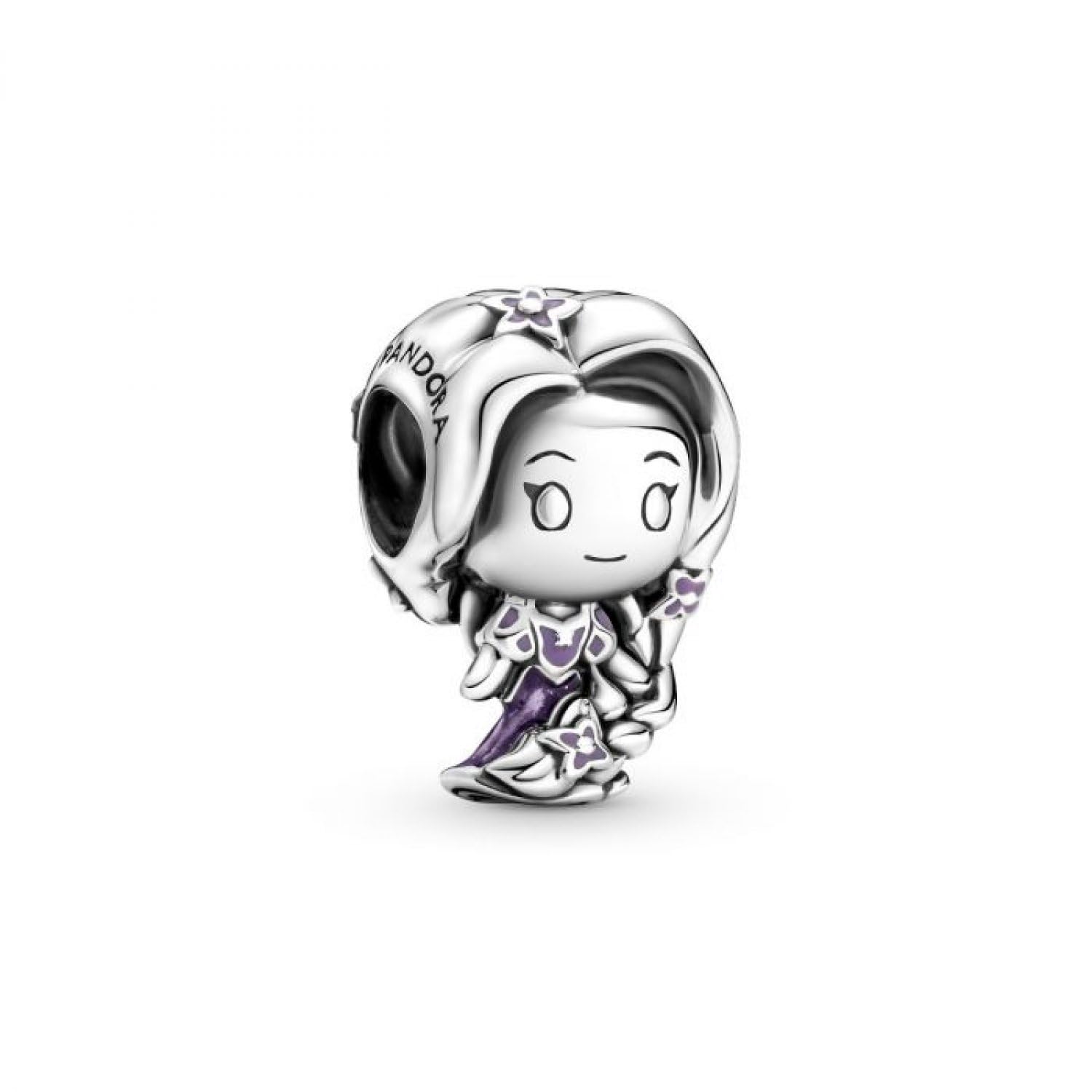 Pandora Disney Rapunzel sterling silver charm with lilac and glittery deep lavender enamel