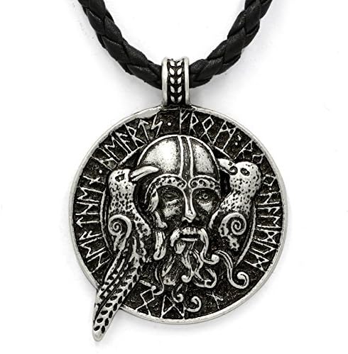 TTKP Men Odin with Ravens Viking Pendant Amulet Raven Pendant Norse Jewelry Pendant