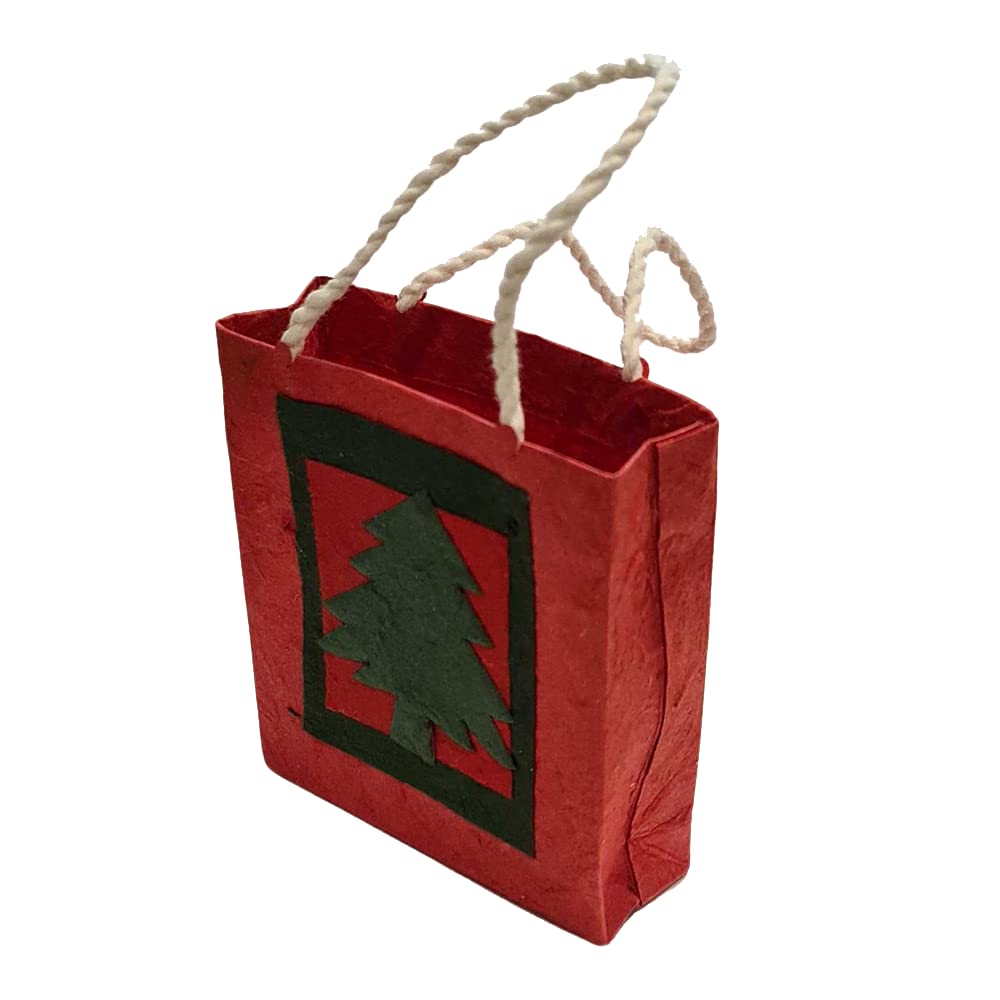 Vie Naturals Christmas Mulberry Paper Gift Bag, Pack of 10, 9x10x3cm