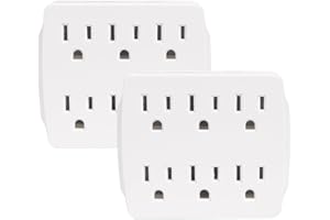 EXTRASTAR 6 Outlet Extender, Multi Plug Outlet with 3 Prong Electrical Outlet Splitter, 15A/125VAC/1875W, Grounded Wall Outle